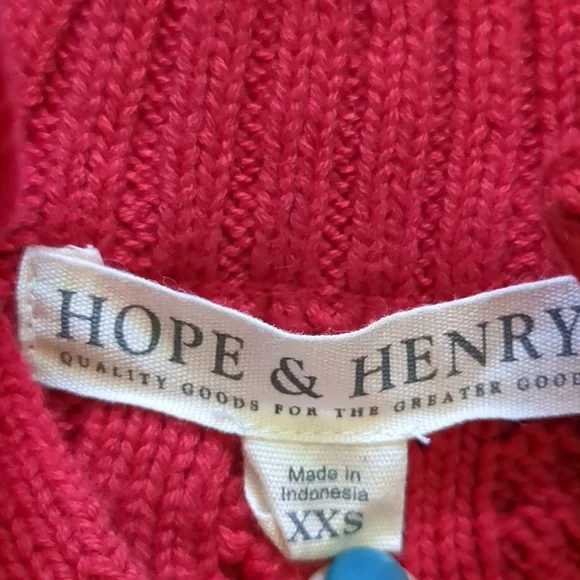 Hope & Henry XXS (3T) kids cable knit sweater red - Picture 2 of 2